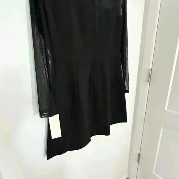 NWT French Connection Sheer Long Sleeve A Line Dress | Black | SZ‎ 10 - Picture 10 of 11